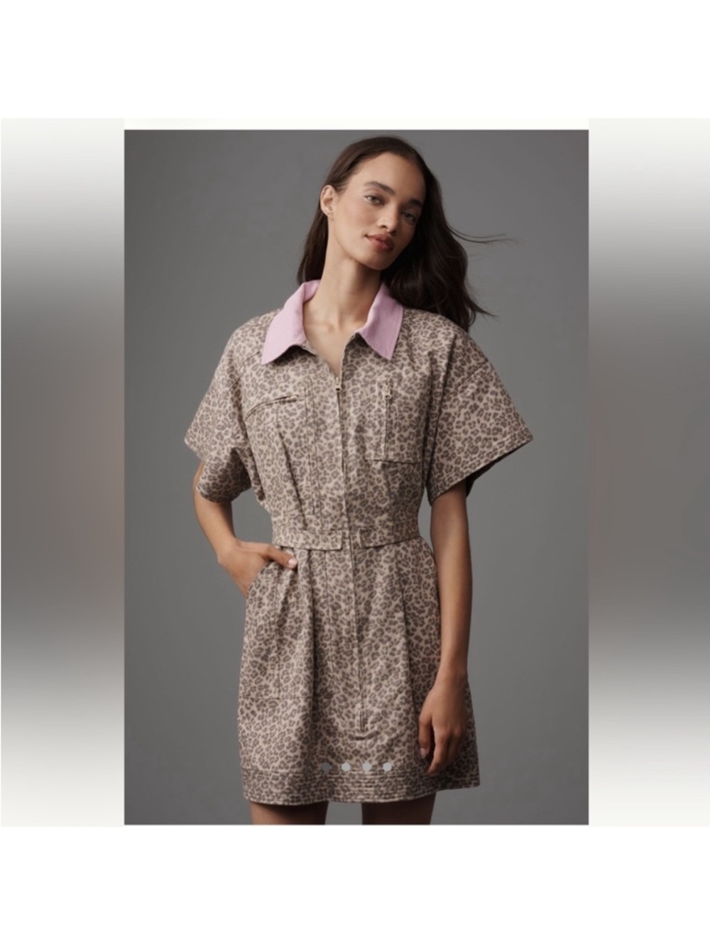 Maeve Pink-Collar Leopard Trim Jacket